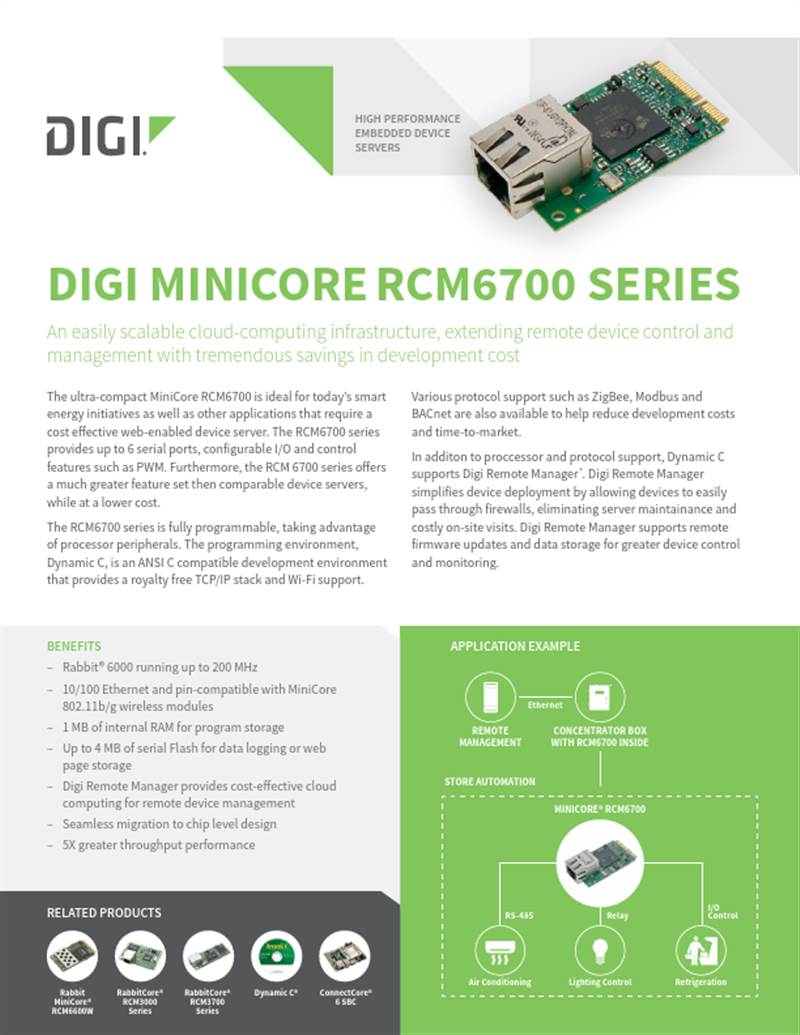 RabbitCore RCM6700 Serie Datenblatt