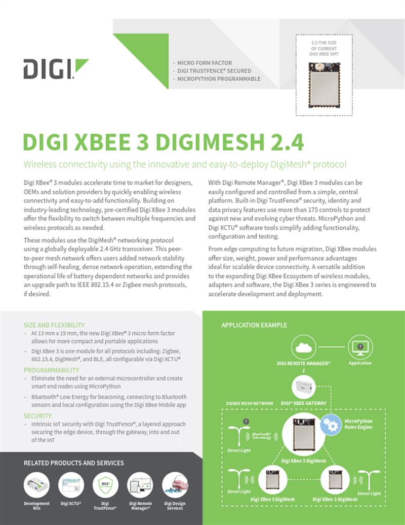 Digi XBee 3 DigiMesh 2.4 Datasheet 