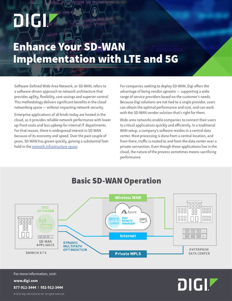 Améliorez votre mise en œuvre SD-WAN avec la LTE et la 5G