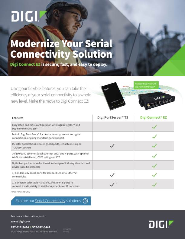 RS-232 RJ-45 Serial-to-Ethernet | Digi PortServer TS | Digi