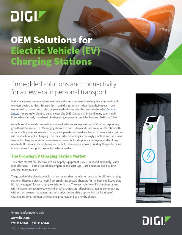 Solutions OEM pour les stations de recharge des véhicules électriques (VE) page de couverture