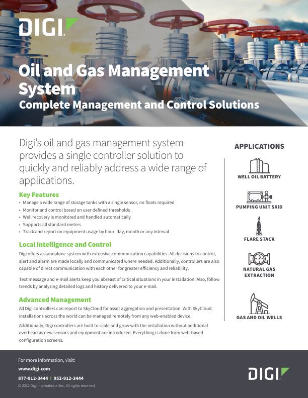 Deckblatt des Öl- und Gasmanagementsystems