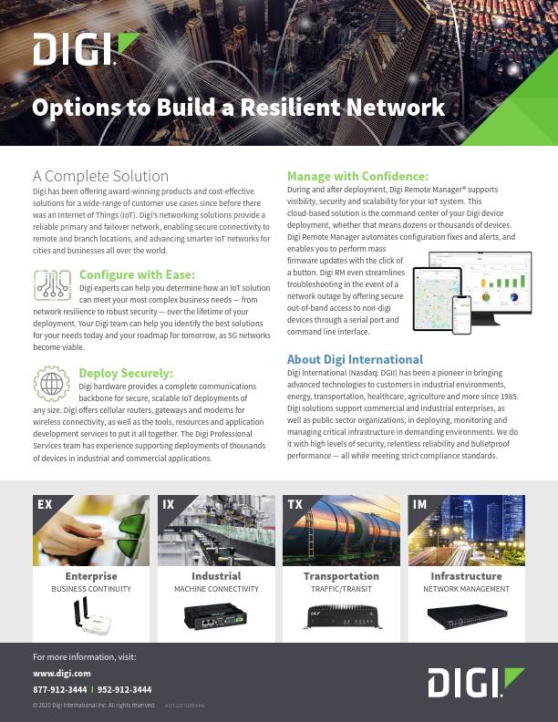 Options to Build a Resilient Network cover page