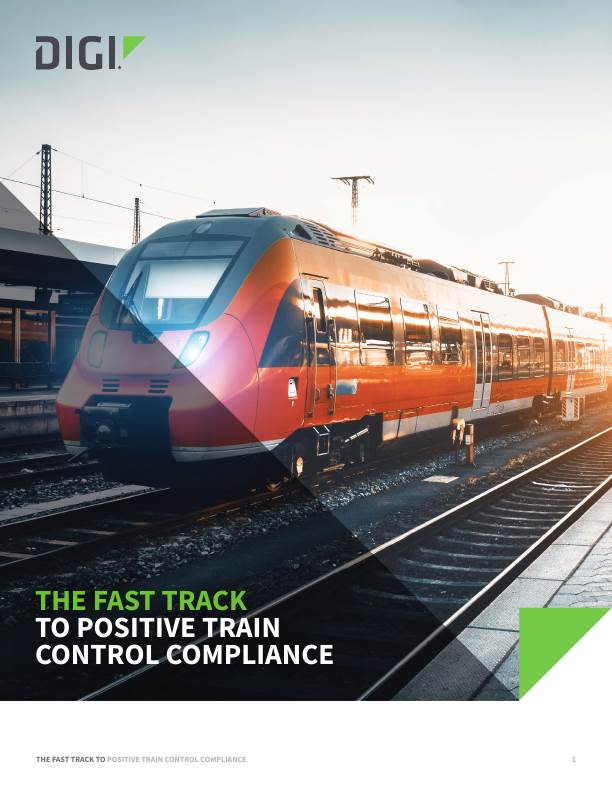 Page de couverture du livre blanc "The Fast Track to Positive Train Control Compliance" (La voie rapide vers le contrôle positif des trains)