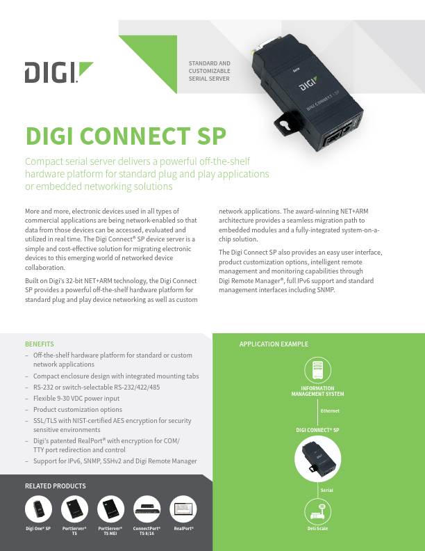 Digi Connect SP Datasheet封面页