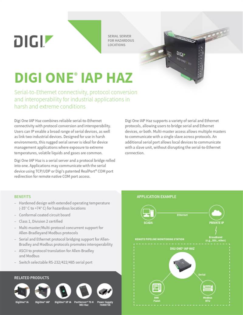 Digi One IAP HAZ 数据表