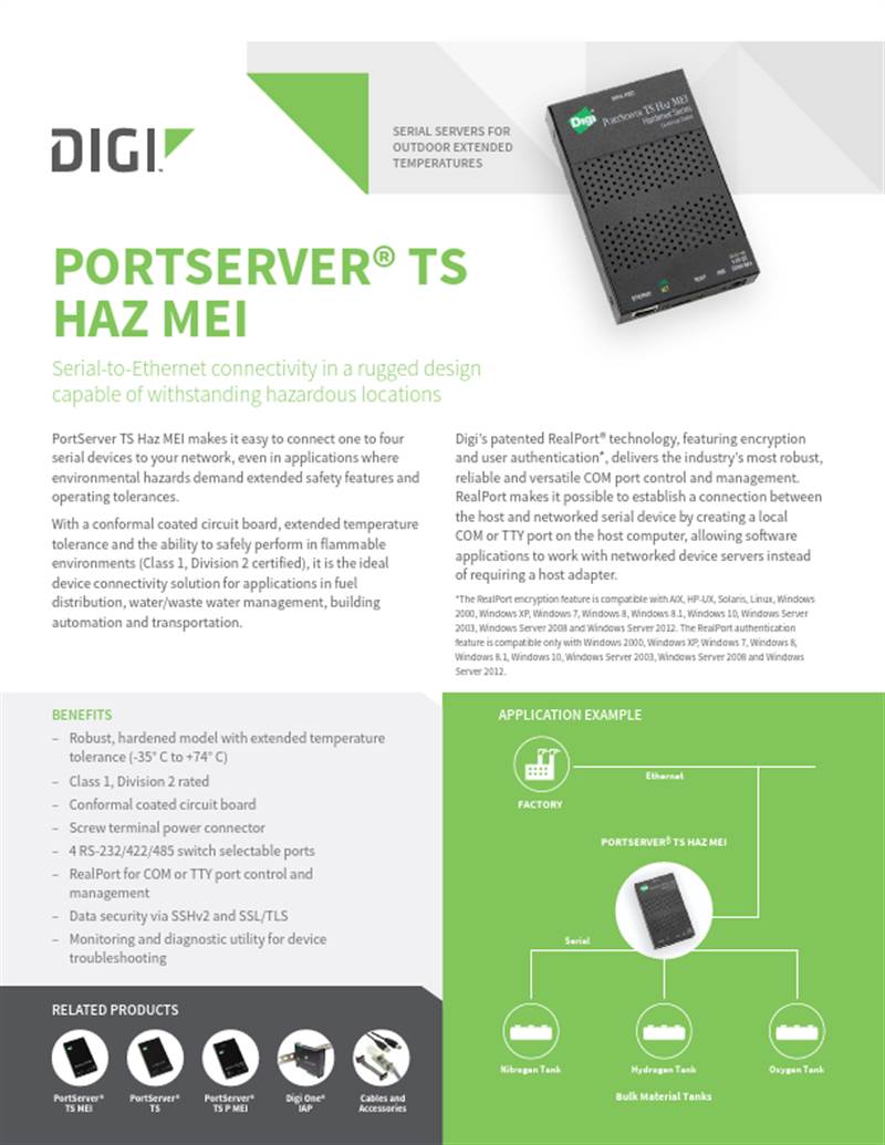 PortServer TS Haz MEI Datenblatt