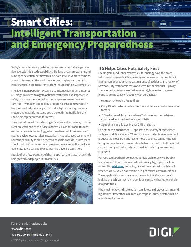 Smart Cities: Intelligent Transportation and Emergency Preparedness cover page