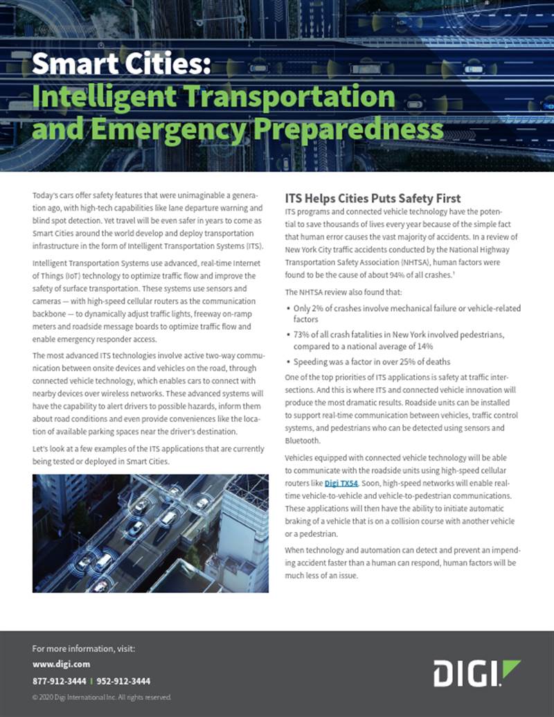 Smart Cities: Intelligent Transportation and Emergency Preparedness