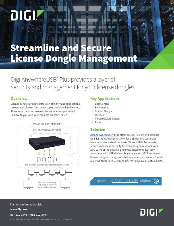 Página de portada de Streamline and Secure License Dongle Management