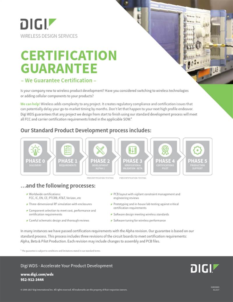 Garantie de certification des services de conception sans fil