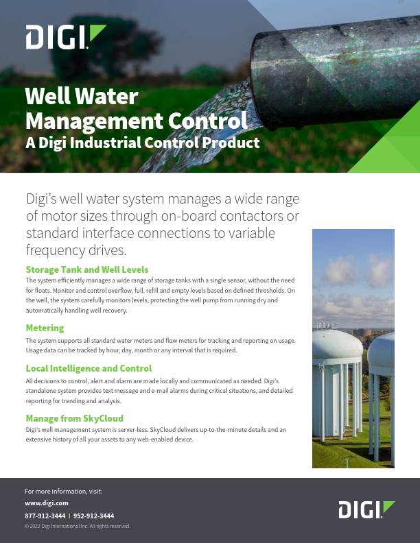 Well Water Management Control cover page