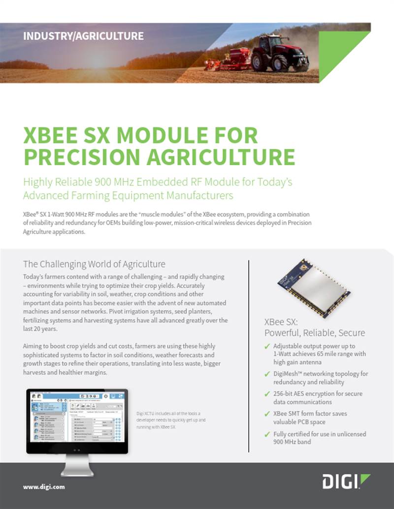 Digi XBee SX-Modul für die Präzisionslandwirtschaft